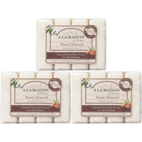 A La Maison Sweet Almond Bar Soap -Uses: Hand And Body, Triple Milled, Essential Oils, Biodegradable, Plant Based, Vegan, Cruelty-Free, Alcohol & Paraben Free (8 Bars Of Soap, 3.5 Oz)