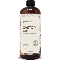 Goodmood Castor Oil Cold Pressed For Skin, For Body, For Hair Growth, For Face, For Eyelashes, Hair Growth Serum, Aceite De Ricino 100 Puro Y Natural Oil Wrap Stomach 16Oz