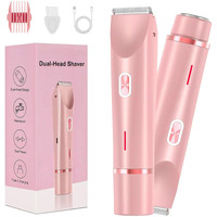 2 In 1 Electric Glow Shaver, Portable Bikini Trimmer For Women, Dual Head Rechargeable Electric Razor, Ipx7 Waterproof Wet & Dry Use Legs Body Pubic Hair Trimmer For Men Women Christmas Birthday Gifts