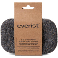 Everist The Exfoliating Konjac Body Sponge, Natural, Reusable, Compostable Bath Sponge For Sensitive Skin, Charcoal Cleansing, 60+ Uses, 1 Each