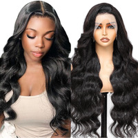 Body Wave Lace Front Wigs Human Hair 13X4 Hd Lace Frontal Body Wave Human Hair Wig For Women 180% Density Brazilian Virgin Hair Pre Plucked Glueless Body Wave Wig Natural Black 22Inch