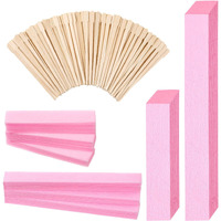 Leelosp 600 Pcs Waxing Kit Includes 400 Wax Paper Cloth Eyebrow Strips And 200 Wooden Smooth Applicator Sticks For Body Skin Hair Removal(Pink)