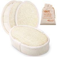 Natural Loofah Sponge Exfoliating Body Scrubber, Organic Biodegradable Eco-Friendly Bath Scrub For All Skin Types, Men Women 1 Thick + 3 Thin