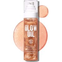 Body Glow Oil, Broad Spectrum Spf 50, Glitter Shimmer Sunscreen Body Oil Lotion With Sequin Mica, Lightweight Non-Sticky Moisturizer With Coconut, Skin Illuminator Glowing Results (02# Rose Gold)