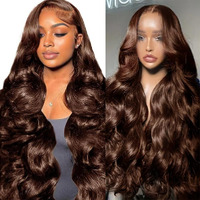 Kaithlypo 26 Inch Chocolate Brown Lace Front Wig Pre Plucked 200 Density Brown Wig Human Hair Body Wave 13X6 Hd Colored Frontal Wigs Glueless Human Wigs With Baby Hair For Women