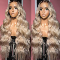 Ciyoo Ombre Brown Roots Ash Blonde Wigs Human Hair 200% Density 13X6 Body Wave Hd Thin Lace Front Wig For Women Glueless Ombre Blonde Colored Human Hair Wigs Pre Plucked 30 Inch