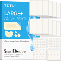 Tktk Large Pimple Patches For Face, 68 X 27 Mm Xl Hydrocolloid Bandages, Big Acne Patches For Body, Forehead, Chin, Nose, Chest And Back Blemish Zit Breakouts (Strip, Contoured, Dot 5 Sizes 295 Count)