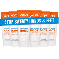 Carpe Sweat Absorbing Hand And Foot Lotion Bundle (3 Hand And 3 Foot Tubes), Stop Sweaty Hands And Sweaty, Smelly Feet, Dermatologist-Recommended