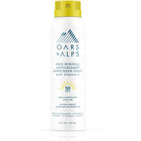Oars + Alps 100% Mineral Sunscreen Spray For Face, Spf 50 Body Sunscreen Infused With Vitamin E & Antioxidants, All Skin Types, No White Residue, Water & Sweat Resistant, Lightweight, Hydrating, 6Oz