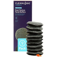 Cleanlogic Bath & Body Charcoal Infused Exfoliating Dual-Texture Facial Pads, Face Sponges For Cleansing & Softening Sensitive Skin, Makeup Remover Pads, 9 Count Value Pack