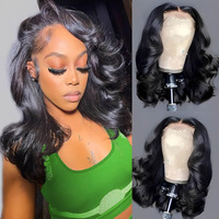 Bob Wig Human Hair Glueless Wigs Human Hair Pre Plucked Pre Cut Body Wave 5X5 Hd Transparent Closure Wigs 180% Density 100% Brazilian Virgin Hair Short Wigs For Black Women (16 Inch)
