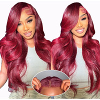 Jewhaut Wear And Go Glueless Wigs Human Hair Pre Plucked Pre Cut For Beginners 99J Burgundy Lace Front Wigs Human Hair Upgraded No Glue 5X5 Hd Body Wave Lace Closure Wigs Human Hair For Women 24 Inch