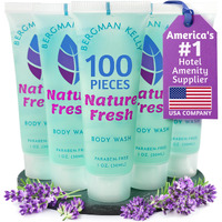 Bergman Kelly Travel Size Body Wash (1 Fl Oz, 100 Pk, Nature Fresh), Delight Your Guests With A Refreshing & Soothing Hotel Body Wash, Quality Mini And Small Size Guest Hotel Toiletries In Bulk