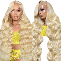 Tuneful 613 Lace Front Wig Human Hair 13X6 Blonde Lace Front Wigs Human Hair 34 Inch 220% Density Body Wave 613 Frontal Wig Pre Plucked With Baby Hair