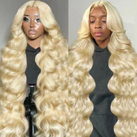 Koiaskral 613 13X6 Lace Front Wig Human Hair 613 Hd Lace Frontal Wig 13X6 200% Density Body Wave Blonde Lace Front Wigs Human Hair Pre Plucked With Baby Hair(40 Inch, 613 13X6 Body Wave)