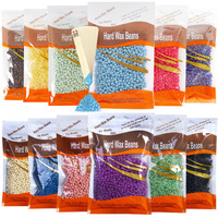 12Pcs Hard Wax Beads For Hair Removal,Flawless Waxing Beans For Face,Body,Underarm,Chest,Eyebrow,Legs,Brazilian Bikini,At Home Hard Wax Kit With12 Applicator Sticks