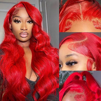 Puhpuh Red Color Lace Front Wigs Human Hair Pre Plucked Body Wave Red 13X6 Hd Lace Front Wigs Human Hair 180% Density Hd Transparent Lace Frontal Wig For Women Red Wig With Baby Hair 28 Inch