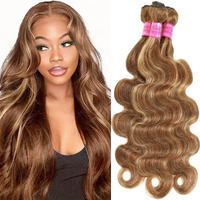 Highlight Honey Blonde Body Wave Bundles 100% Unprocessed Brazilian Virgin Hair Ombre Brown Highlight Body Wave Human Hair 3 Bundles For Black Women Piano Color