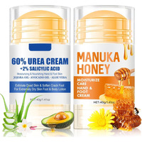 Novacharm Urea Cream Stick 60%, 2Pcs Aloe Vera & Honey Cracked Heel Repair Stick Balm, Maximum Strength Urea Cream For Feet, Foot Lotion For Dry Hands & Rough Knees, Callus Remover - Smoothing Skin