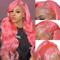 Elisheva Pink Lace Front Wig Human Hair 30 Inch Pre Plucked 13X4 Pink Wig Human Hair Body Wave Hd Lace Front Wigs Human Hair Colored Human Hair Wigs 200% Density Glueless Colored Frontal Wigs