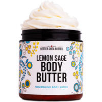 Lemon Body Butter With Sage - Whipped Organic Shea Butter, Jojoba Oil And Pure Essential Oils, Natural Lemon Lotion For Women And Men, Moisturizer For Dry Skin With No Synthetic Fragrances