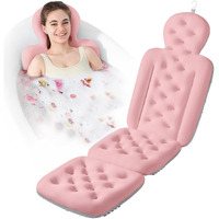 Bath Cushion, Full Body Bathtub Pillow With 160 Suction Cups, Bath Mat For Head And Neck Support, With Laundry Bag (Light Pink, 56.2"" X 16.2"")