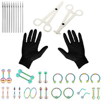 Vsnnsns Piercing Kit 316L Surgical Steel Body Jewelry With 12G, 14G, 16G, 18G, 20G Piercing Needles For Nose, Septum, Lip, Tongue, Belly, Eyebrow, Rings, Ear, Rainbow