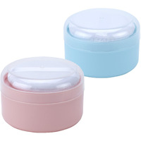 Asunfo 2 Pcs Large Body Powder Puff And Container With Sifter Baby After-Bath Empty Powder Puffs Case Talcum Powder Box For Women Beach Travel Home Pink & Blue