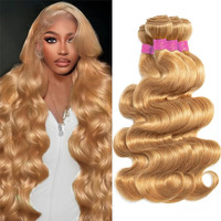 Vallbest Honey Blonde Bundles Human Hair #27 Body Wave Bundles 22 24 26 28 Inch 4 Bundles 100% Unprocessed Brazilian Virgin Hair 12A Virgin Raw Remy Weave Human Hair Extensions For Women