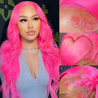 28 Inch Pink Wig Human Hair 13X4 Body Wave Hd Lace Front Wigs Human Hair Human Hair Lace Front Wigs Pre Plucked 200 Density Colored Pink Frontal Wigs Human Hair