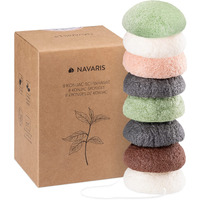 Navaris Konjac Sponges - Set Of 8 - Facial & Body Natural Konjac Sponge Puffs - Exfoliating & Cleansing Face & Skin Sponges For Bath & Shower - 8-Pack