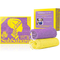Subsahara Authentic African Net Sponge - 2 Pieces Exfoliating Scrubber For All Skin Types, Bath Sponge For Face & Body, Travel Portable, Durable, Gentle Exfoliation (Lavender Purple & Bright Yellow)