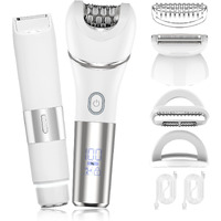 Zesuti Epilators Hair Removal For Women-2 In 1 Eletctric Razors For Women,Dual Head Bikini Trimmer For Pubic Hair/Lady Facial Razor,Cordless Epilator Body Shaver For Smooth Wet/Dry Shaving,Led Light
