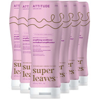 Attitude Amplifying Conditioner For Curly Hair With Coconut Oil, Vegan Detangler And Naturally Derived Ingredients, 2A, 2B, 2C Curl Type, Gives Body To Curls, 16 Fl Oz (Pack Of 6)