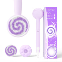 Oh,Xiyu. Electric Back Scrubber For Shower Body Brush, Waterproof Automatic Body Scrubber For Cleansing, Massaging And Exfoliating, Spinning Bath Brush With 2 Heads & 3 Speed Modes, Taro Purple