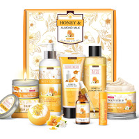 Gifts For Women, Birthday Gifts For Women, 9 Pc Almond Milk & Honey Bath And Body Gifts Set, Self Care Gifts Spa Gifts Basket, Relaxing Bath Sets For Mom, Girlfriend, Sister, Female Friends, Coworker