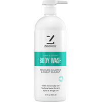 Zealios Swim & Sport Body Wash For Swimmers & Athletes 32Oz Skin Care Solution For Men & Women, Removes Chlorine, Sweat & Odor, Provides Cleansing And Hydration From Pool Chemicals, Light Citrus Scent