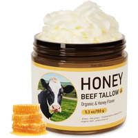 Hzenppor Beef Tallow, Beef Tallow For Skin, Tallow Face Moisturizer, Honey-Flavoured Whipped Tallow Face Cream Moisturizer Beef Tallow Blam Grass Fed Body Lotion Skin Care, 5.3 Oz