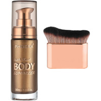Phoera Body Shimmer Oil,Bronzer Body Glow Highlighter Luminizer With Makup Bursh,Self Tanning Lotion,1Oz/Jars (103 Glistening Bronze)