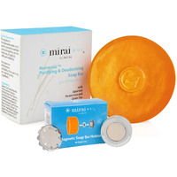 Mirai Clinical Persimmon Soap Bar With Magnetic Soap Holder - Nonenal Body Odor Eliminator For Women And Men, Personal Care Solution With Easy To Install Magnetic Bar Soap Holder For Shower Wall