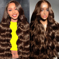 26 Inch Chocolate Brown Lace Front Wig 200 Density Hd Lace Front Wigs Human Hair 13X6 Brown Body Wave Lace Front Wigs Human Hair Pre Plucked With Baby Hair Colored Frontal Wigs Human Hair For Women