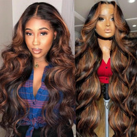 Agairl Highlight Lace Front Wigs Human Hair Pre Plucked Ombre Fb/30 Wig Human Hair 210% Density Body Wave Hd Lace Frontal Wig Glueless Wigs For Women 20 Inch