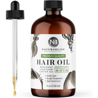 Naturobliss Castor Rosemary Lavender Hair Oil 100% Pure And Natural-Best Oil For Hair Care, Eyelashes And Eyebrows-Hair And Body Oil-Infused With Biotin-Expeller-Pressed And Hexane-Free (4 Fl Oz)