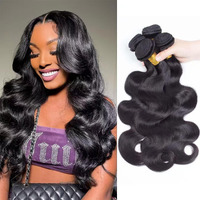 Body Wave Bundles Human Hair 8 10 12 14 Inch Human Hair Bundle 100% Unprocessed Brazilian Virgin Hair 4 Bundles Human Hair Extensions For Black Women Natural Color