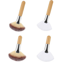 4Pcs Fluffy Facial Brushes Esthetician Fan Brushes Esthetician Short Handle Fan Brush Soft Bristle Highlighter Brush Face Makeup Tools For Powder Blush Body Powder Brush