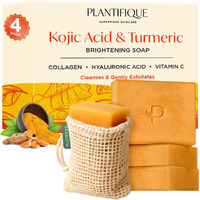 Plantifique Kojic Acid Soap For Hyperpigmentation - Turmeric Soap Bars With Hyaluronic Acid, Collagen & Vitamin C For Dark Spots - Face & Body Wash For Women & Men, Vegan Skincare, 320G/11.28 Oz