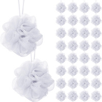 Sunnyray 200 Pcs Loofahs Bulk Bath Sponge Shower Luffas Exfoliating Body Scrubber Packs Soft Mesh Loofahs Balls Travel Cleaning Wash Puff Bathing Accessories For Women Men, 20G (Pure White)