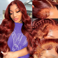 Sathen 32 Inch Reddish Brown Body Wave Lace Front Wigs Human Hair 13X6 Hd Lace Front Wigs Human Hair Pre Plucked With Baby Hair 180 Density Reddish Brown Body Wave Full Frontal Lace Wigs 13X6