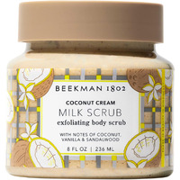 Beekman 1802 Coconut Cream Exfoliating Milk Body Scrub - 8.0 Fl Oz - Smooths Skin & Evens Out Tone - With Goat Milk & Jojoba Beads - Skin Barrier & Biome Safe - Good For Sensitive Skin - Cruelty Free