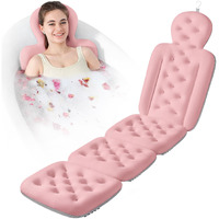 Luxury Bath Cushion, Full Body Bathtub Pillow With 160 Suction Cups, Bath Mat For Head And Neck Support, With Laundry Bag (Light Pink, 60.2"" X 16.2"")